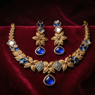 Regal Ruby Red Ethereal Milky Ivory Leaf Filigree Jewelry Set - White & Gold Floral Necklace for Modern Brides — Nandai