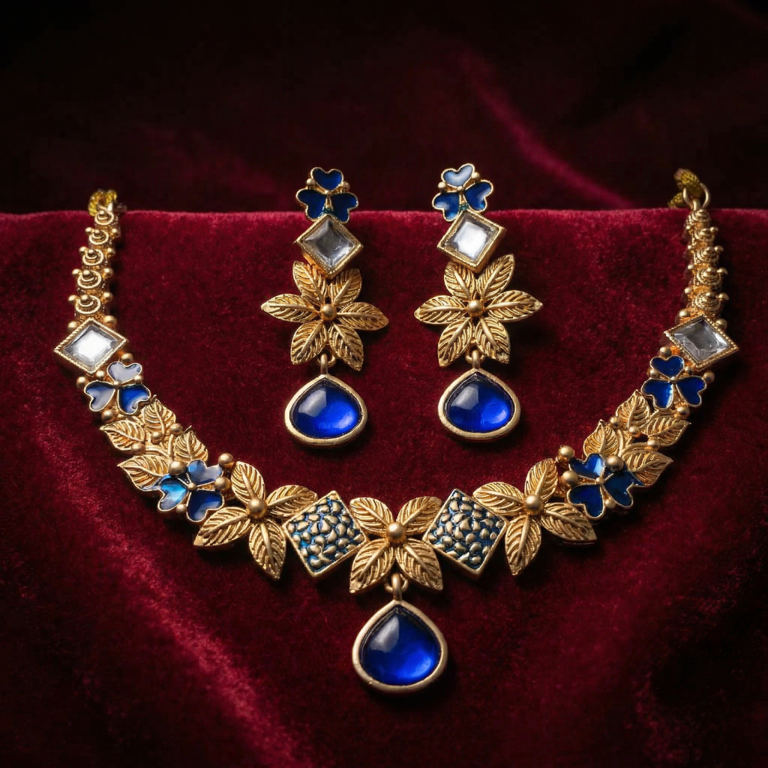 Pearl White & Cream Ethereal Milky Ivory Leaf Filigree Jewelry Set - White & Gold Floral Necklace for Modern Brides — Nandai