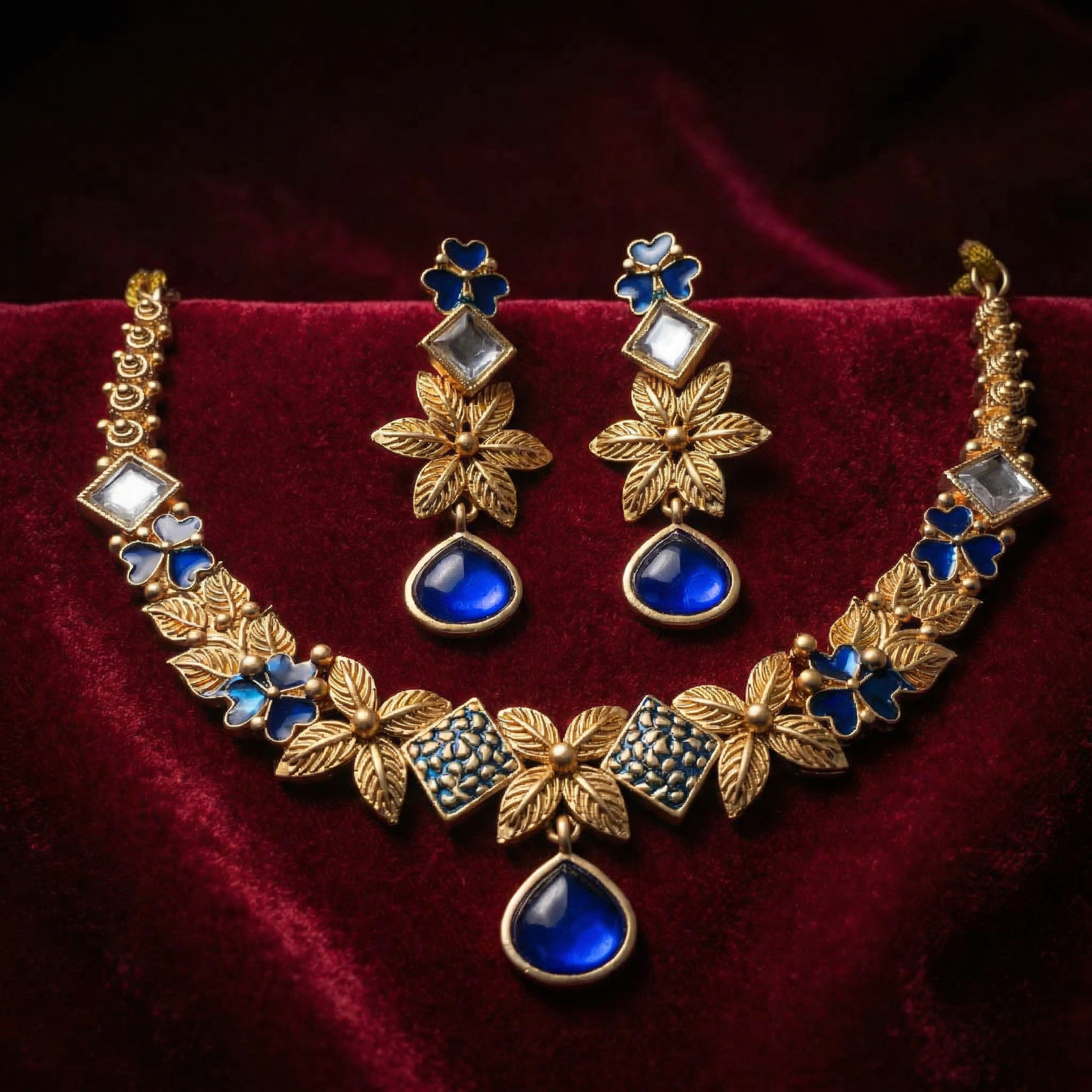Pearl White & Cream Ethereal Milky Ivory Leaf Filigree Jewelry Set - White & Gold Floral Necklace for Modern Brides — Nandai
