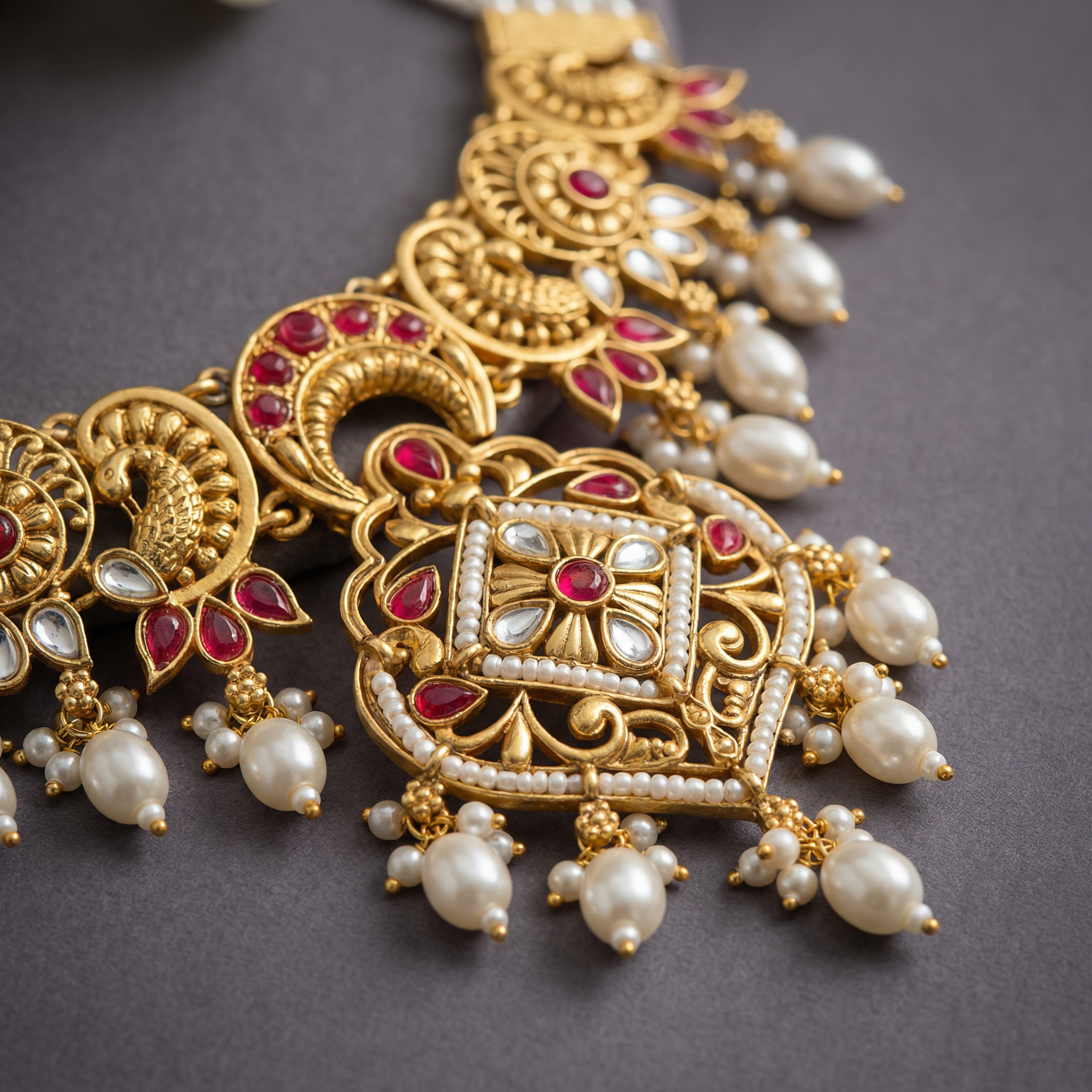 Pearl Choker Set | Rajputi Luxury Indian Bridal Jewelry - nandai.store