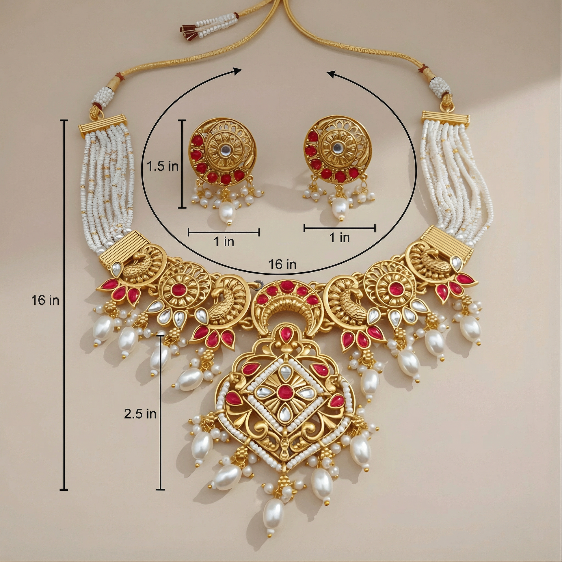Pearl Choker Set | Rajputi Luxury Indian Bridal Jewelry - nandai.store
