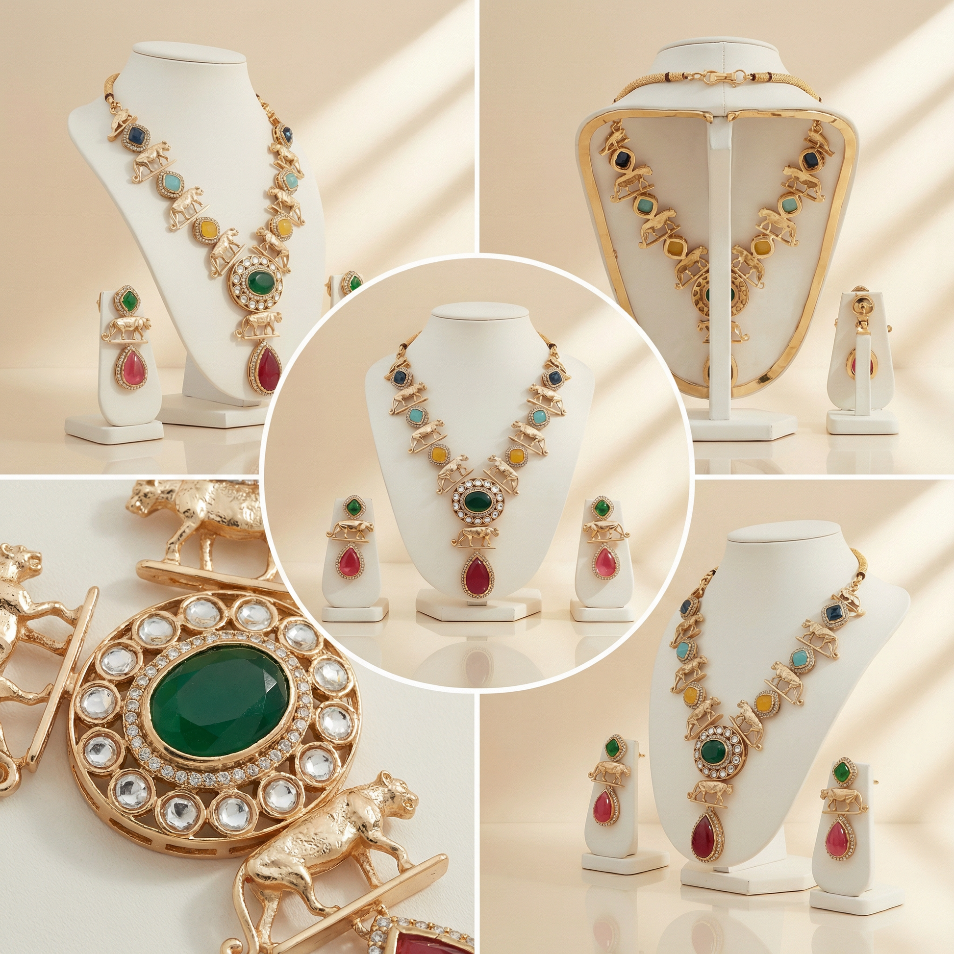 Meenakari Necklace Set | Rajwadi Luxury Gold-Plated Indian Jewelry - nandai.store