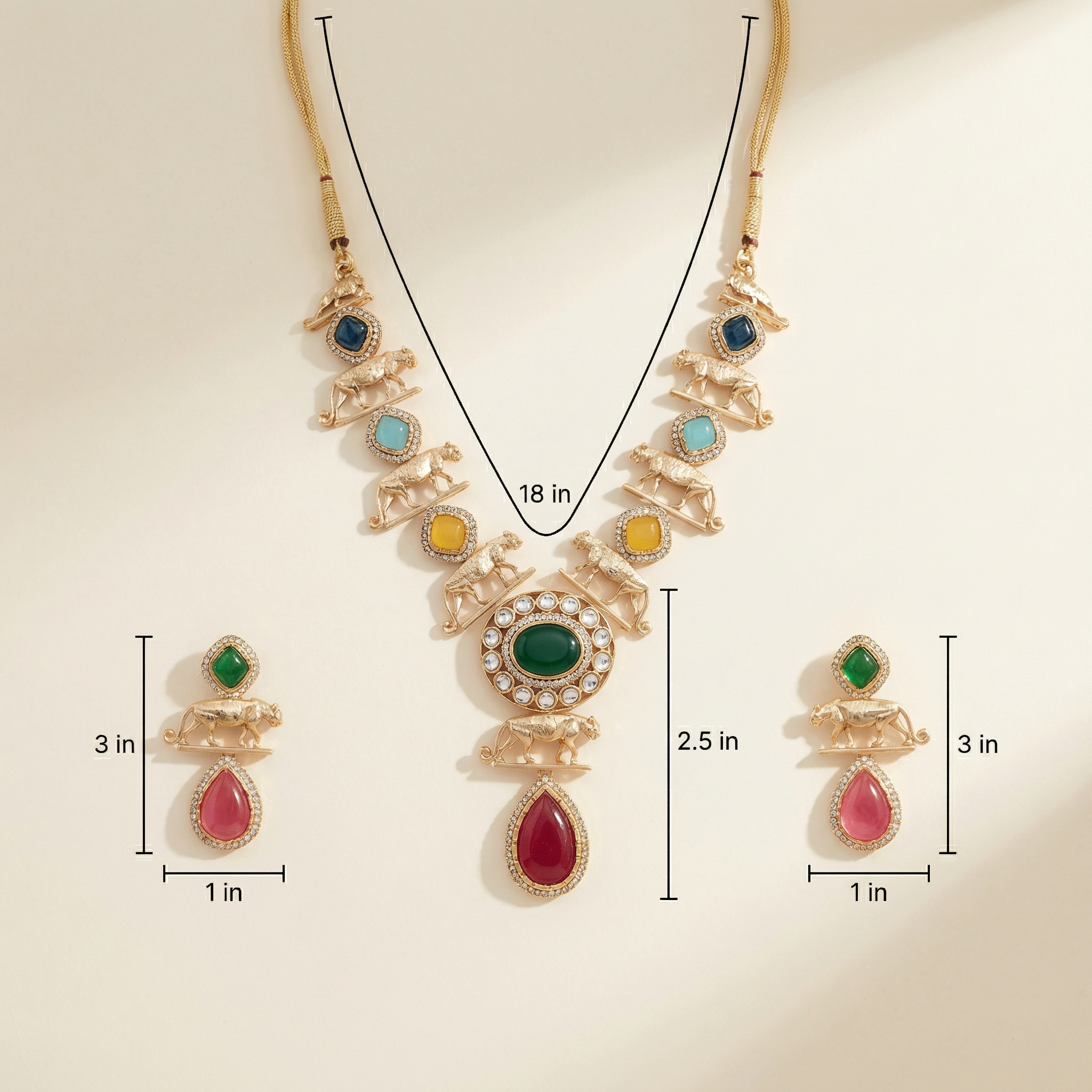 Meenakari Necklace Set | Rajwadi Luxury Gold-Plated Indian Jewelry - nandai.store