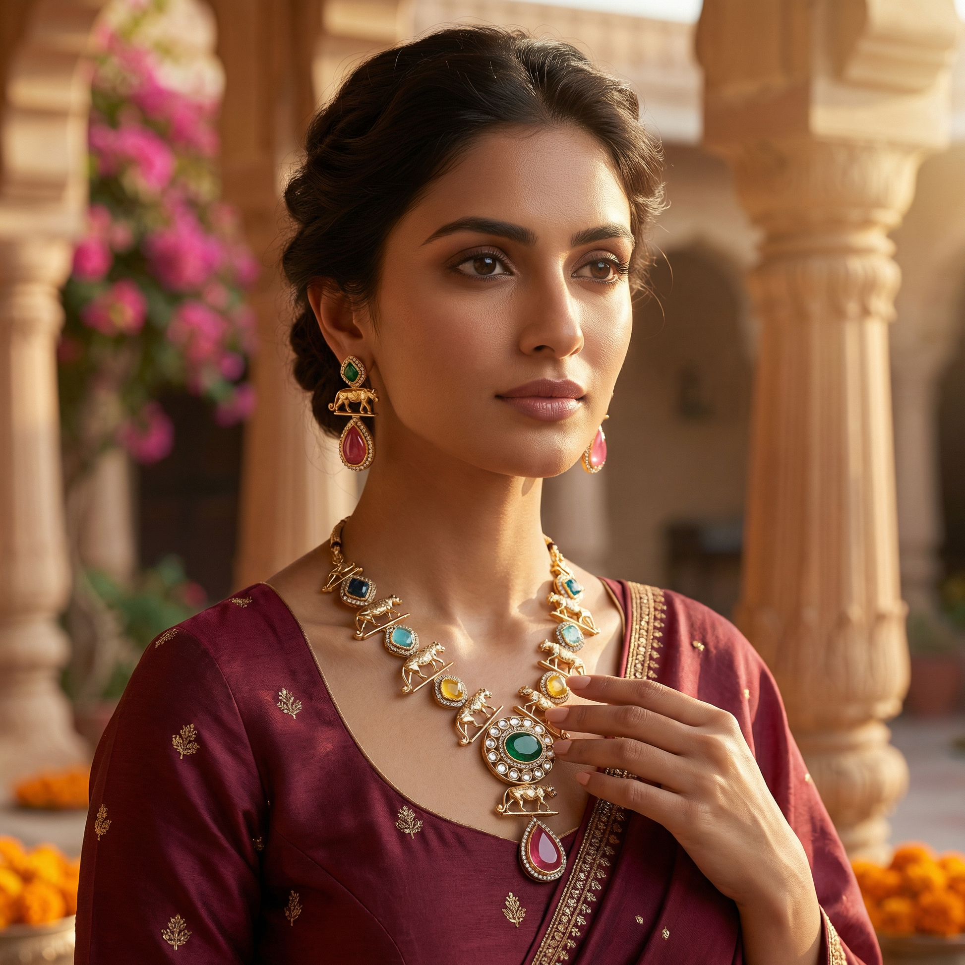 Meenakari Necklace Set | Rajwadi Luxury Gold-Plated Indian Jewelry - nandai.store