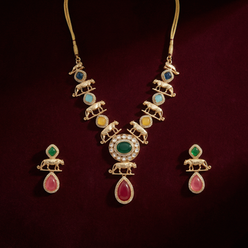 Meenakari Necklace Set | Rajwadi Luxury Gold-Plated Indian Jewelry - nandai.store