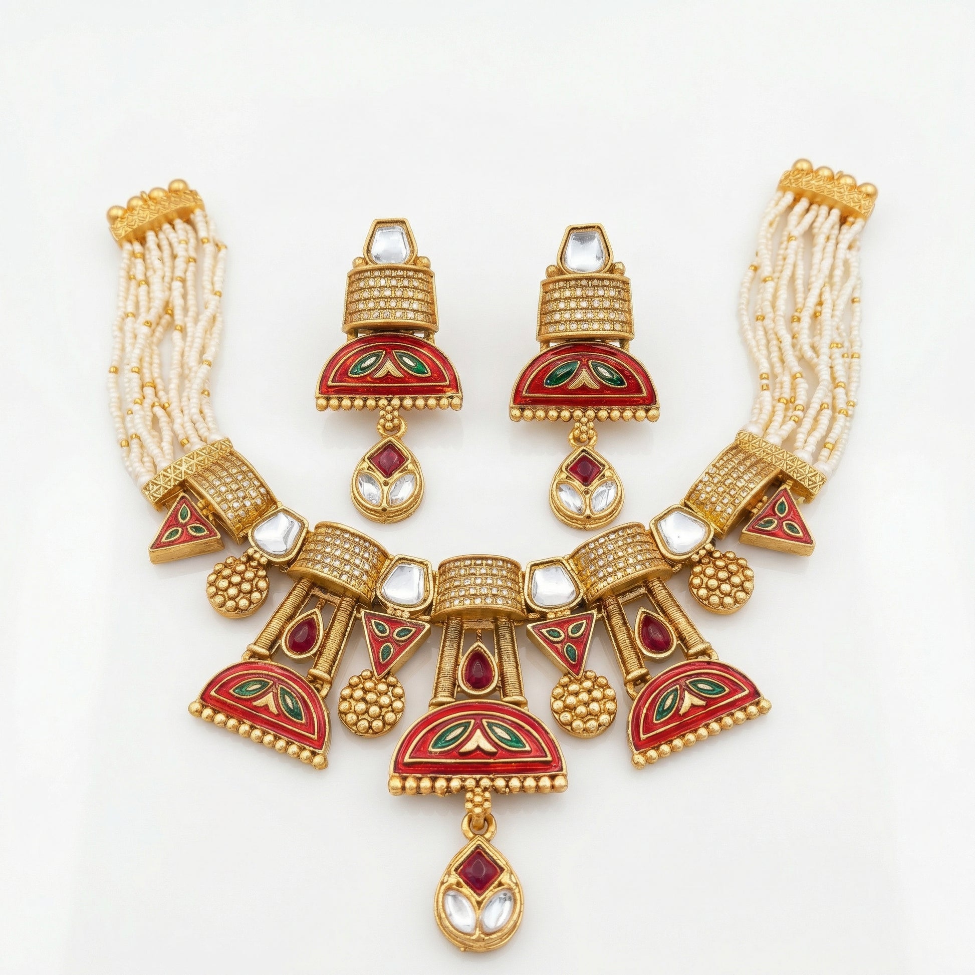 Royal Kundan Choker Set – Bridal Necklace & Earrings - nandai.store