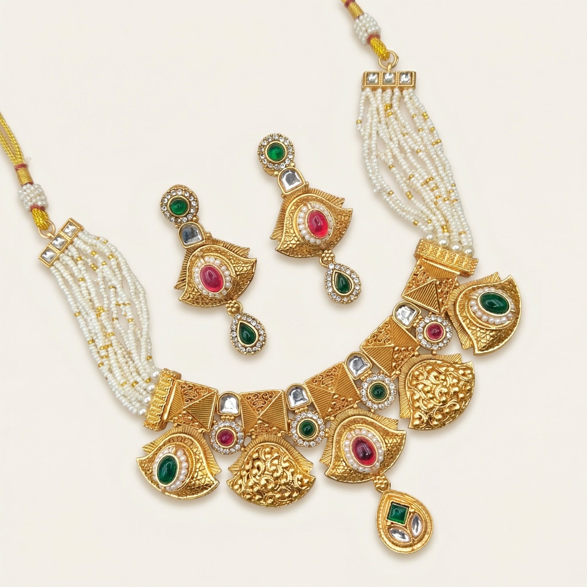 Meenakari Choker Necklace Set: Rajputi Enamel Jewelry - nandai.store