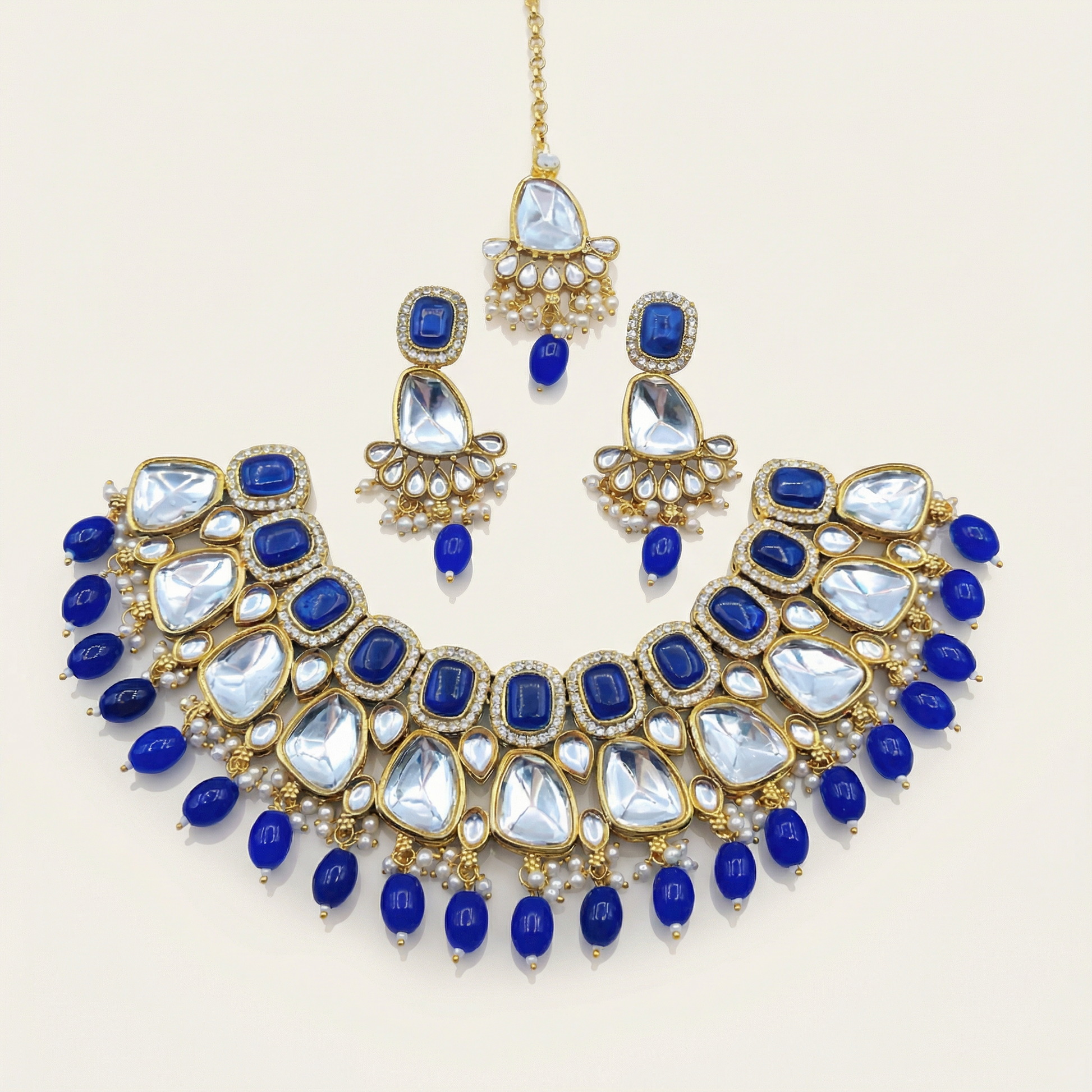 Kundan Choker Set | Earrings | Sarah Jadau Kundan Jewellery for Women - nandai.store