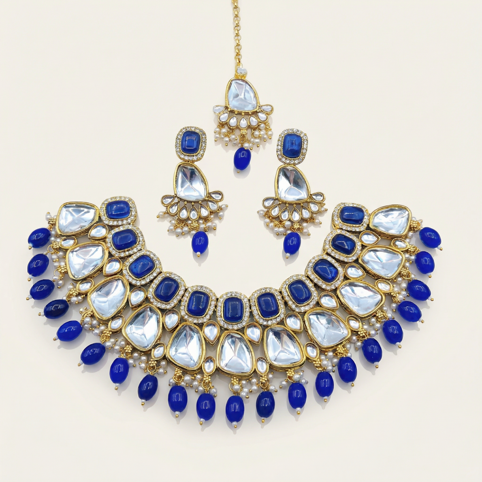 Kundan Choker Set | Earrings | Sarah Jadau Kundan Jewellery for Women - nandai.store