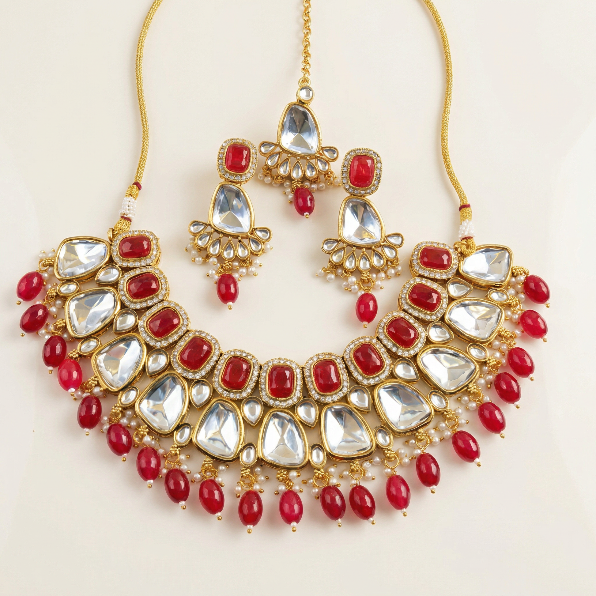 Kundan Choker Set | Earrings | Sarah Jadau Kundan Jewellery for Women - nandai.store