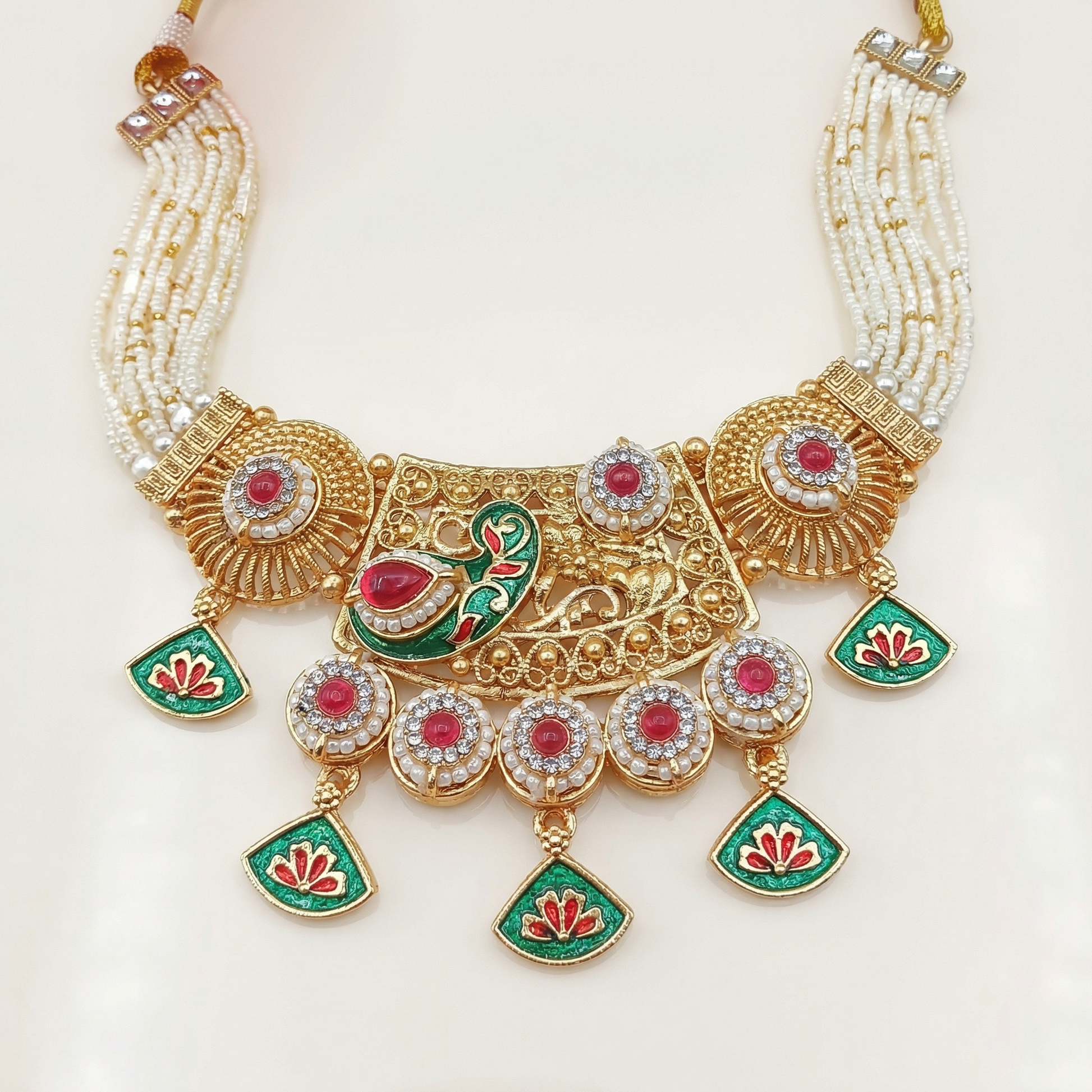 Meenakari Necklace | Tripti Rajputi Gold-Plated Statement Set with Earrings - nandai.store