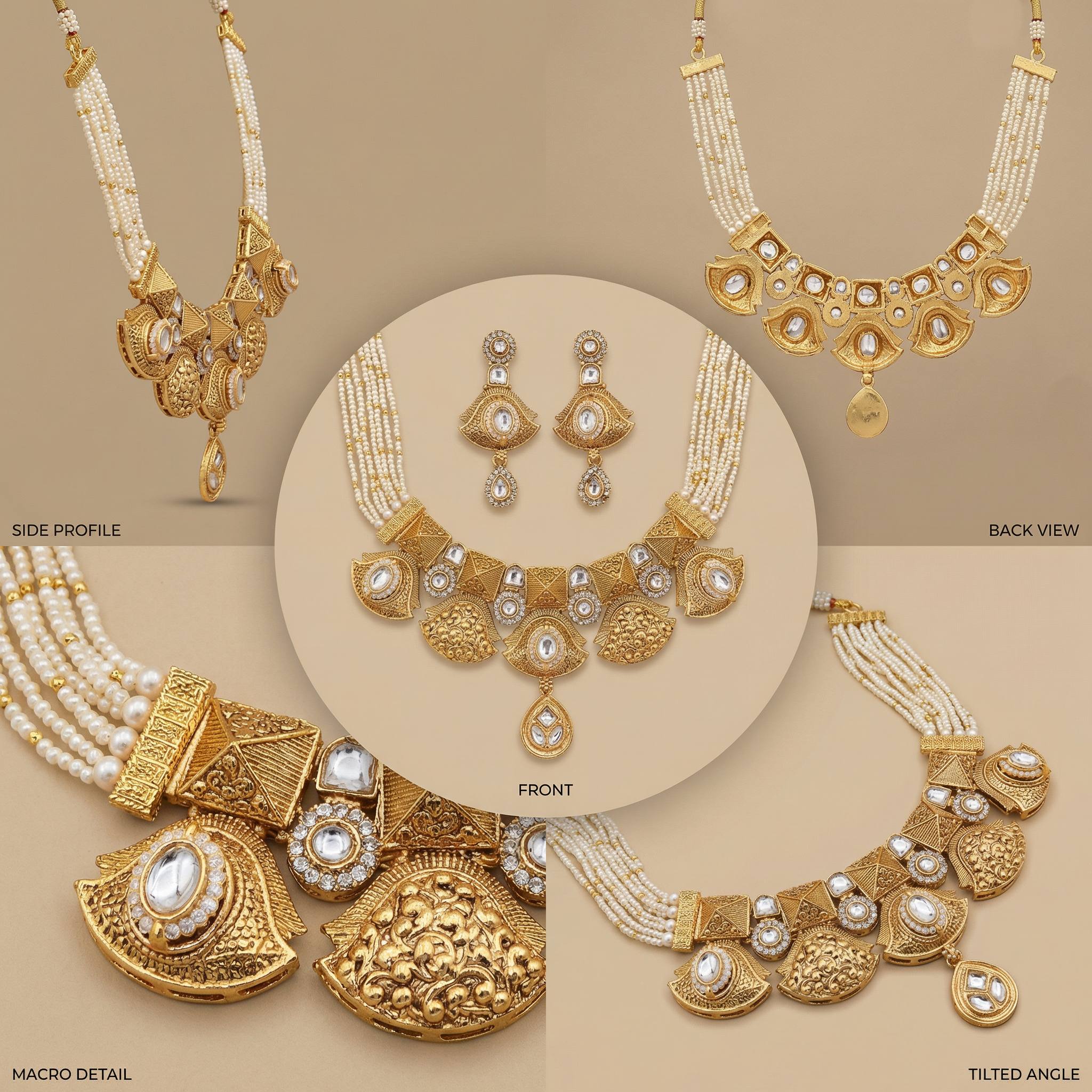 Meenakari Rajputi Choker Necklace | Antique Gold Enamel Jewelry Set - nandai.store