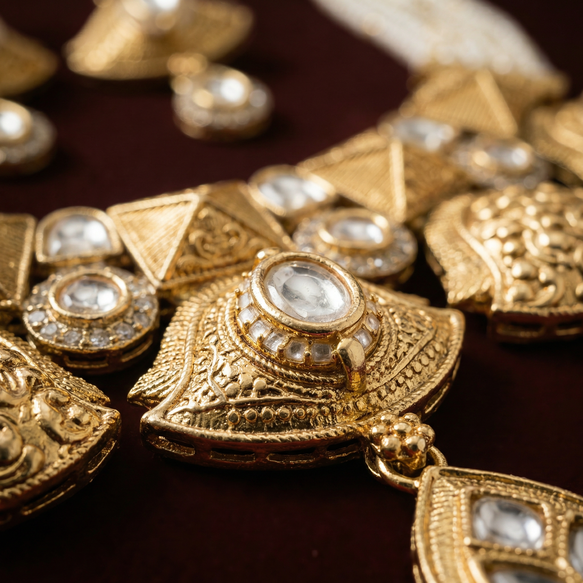 Meenakari Rajputi Choker Necklace | Antique Gold Enamel Jewelry Set - nandai.store