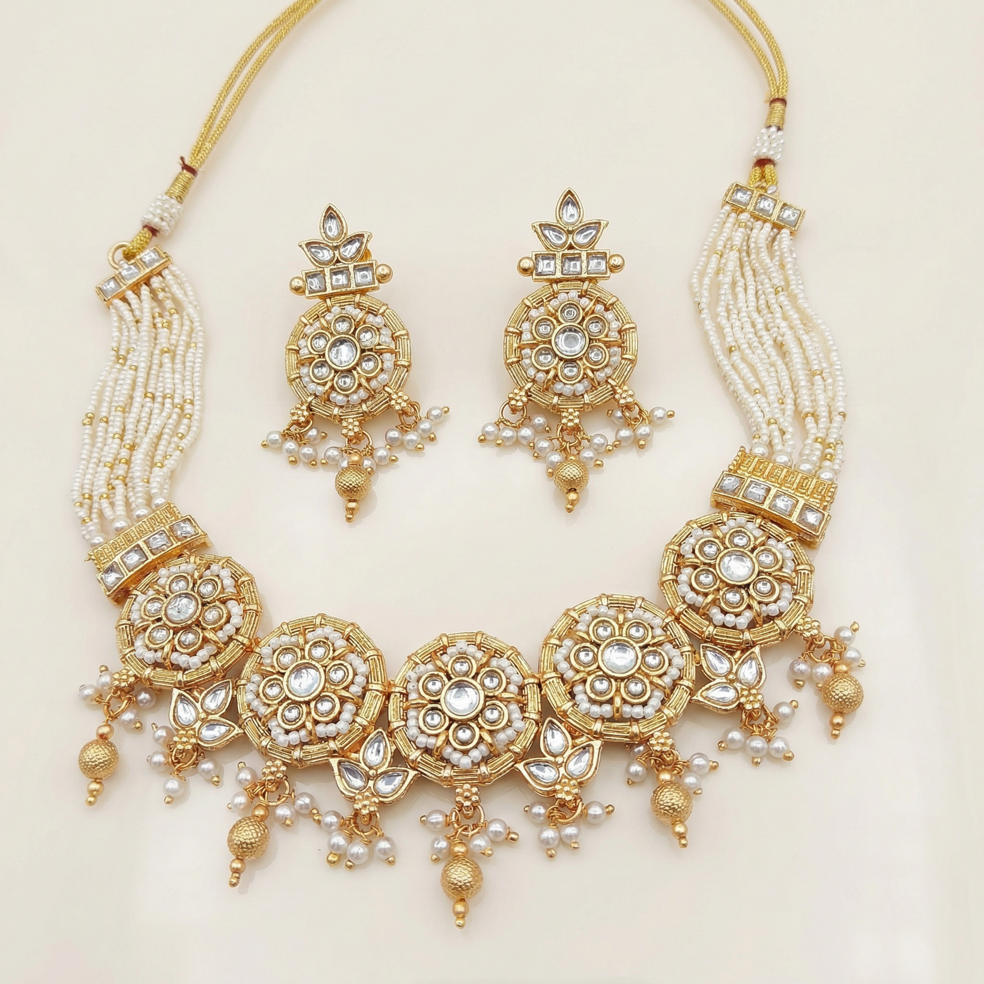 Kundan Choker Set | Rajputi Bridal Necklace with Pearls & Gold - nandai.store