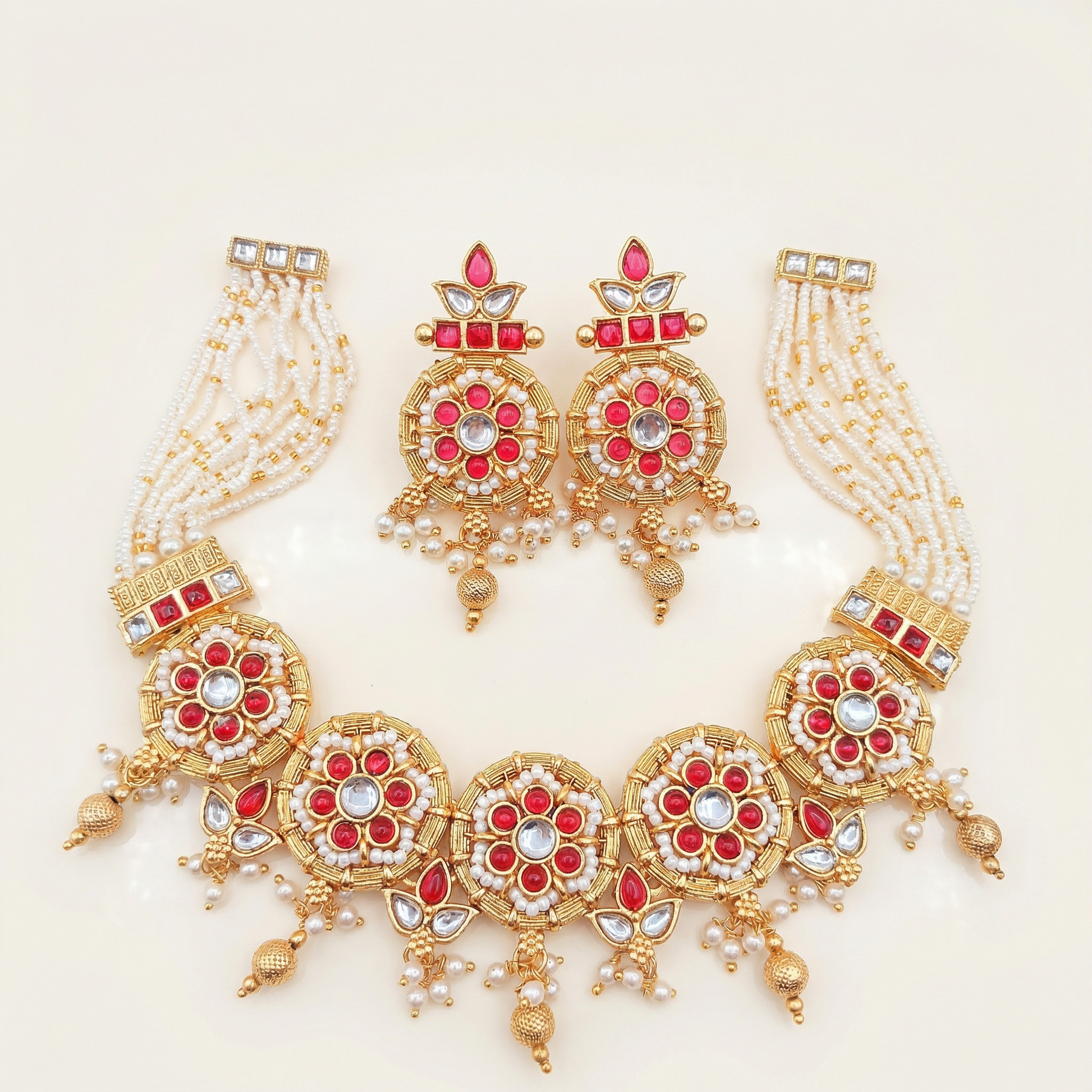 Kundan Choker Set | Rajputi Bridal Necklace with Pearls & Gold - nandai.store