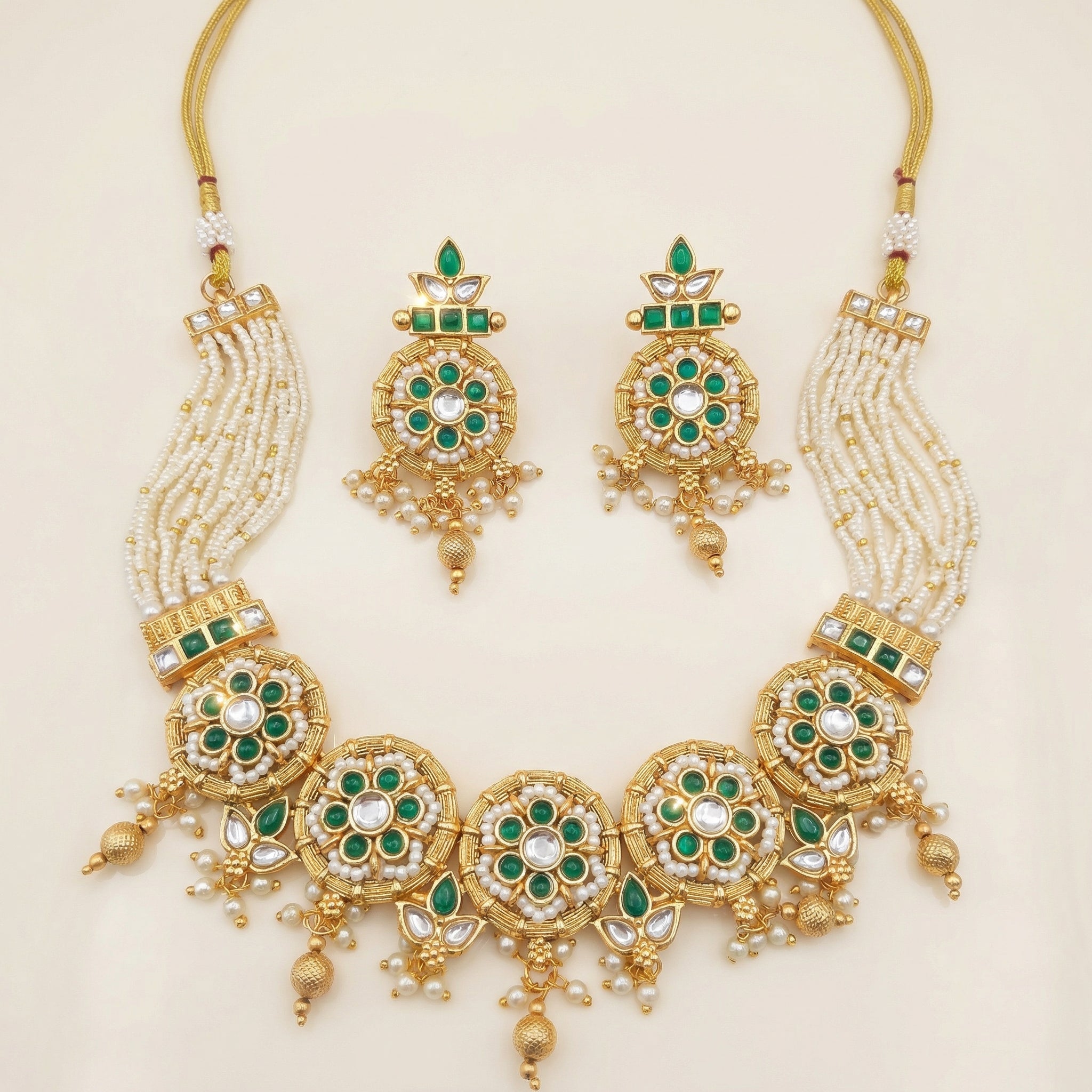 Kundan Choker Set | Rajputi Bridal Necklace with Pearls & Gold - nandai.store