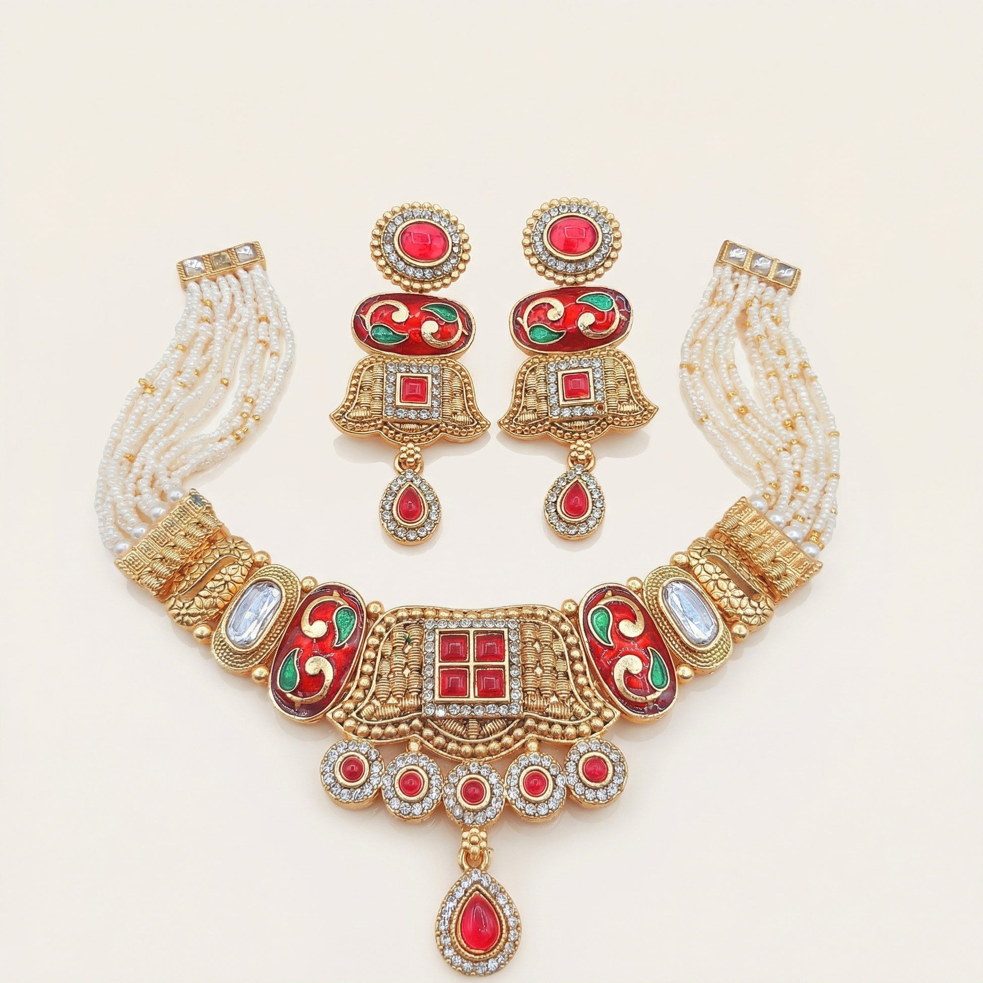 Meenakari Choker Set | Meenakari Kundan Choker Necklace Gold – Rajwadi Bridal Jewellery - nandai.store