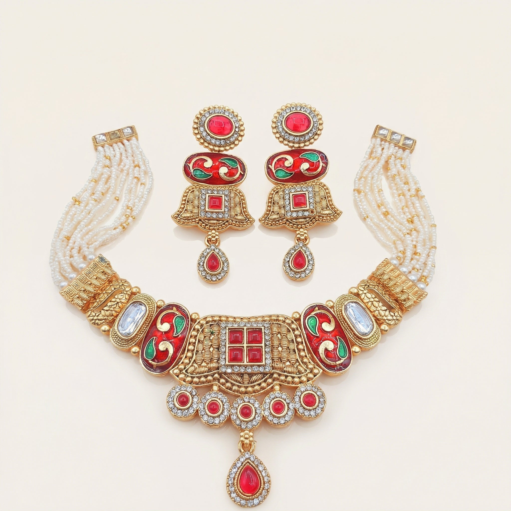 Meenakari Choker Set | Meenakari Kundan Choker Necklace Gold – Rajwadi Bridal Jewellery - nandai.store