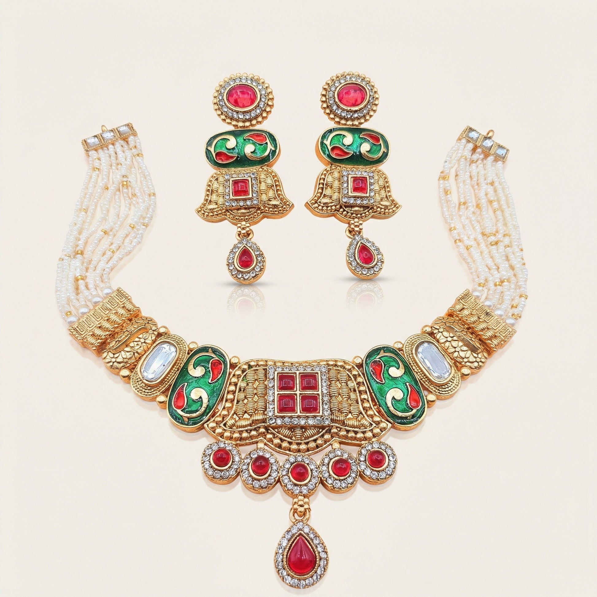 Meenakari Choker Set | Meenakari Kundan Choker Necklace Gold – Rajwadi Bridal Jewellery - nandai.store