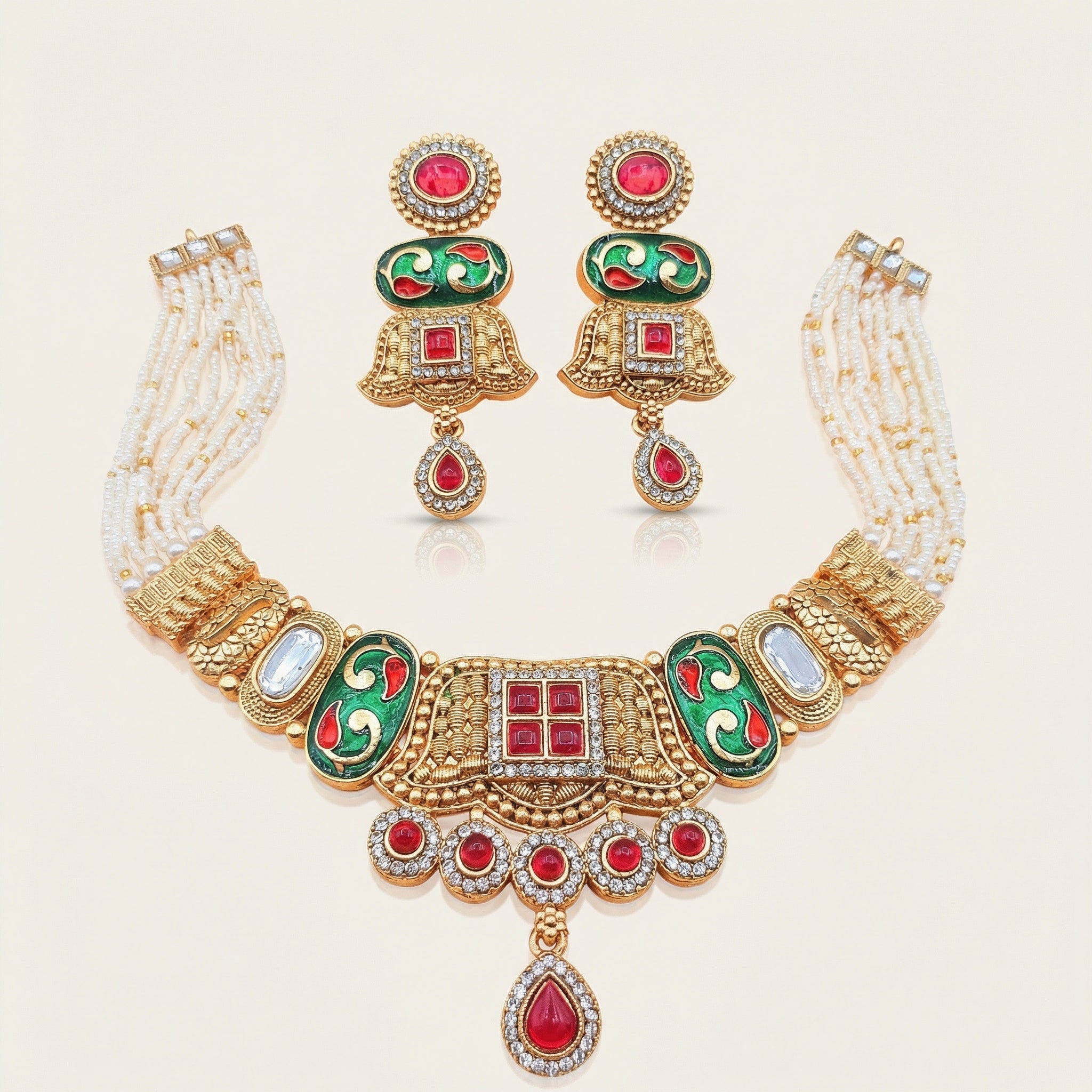 Meenakari Choker Set | Meenakari Kundan Choker Necklace Gold – Rajwadi Bridal Jewellery - nandai.store