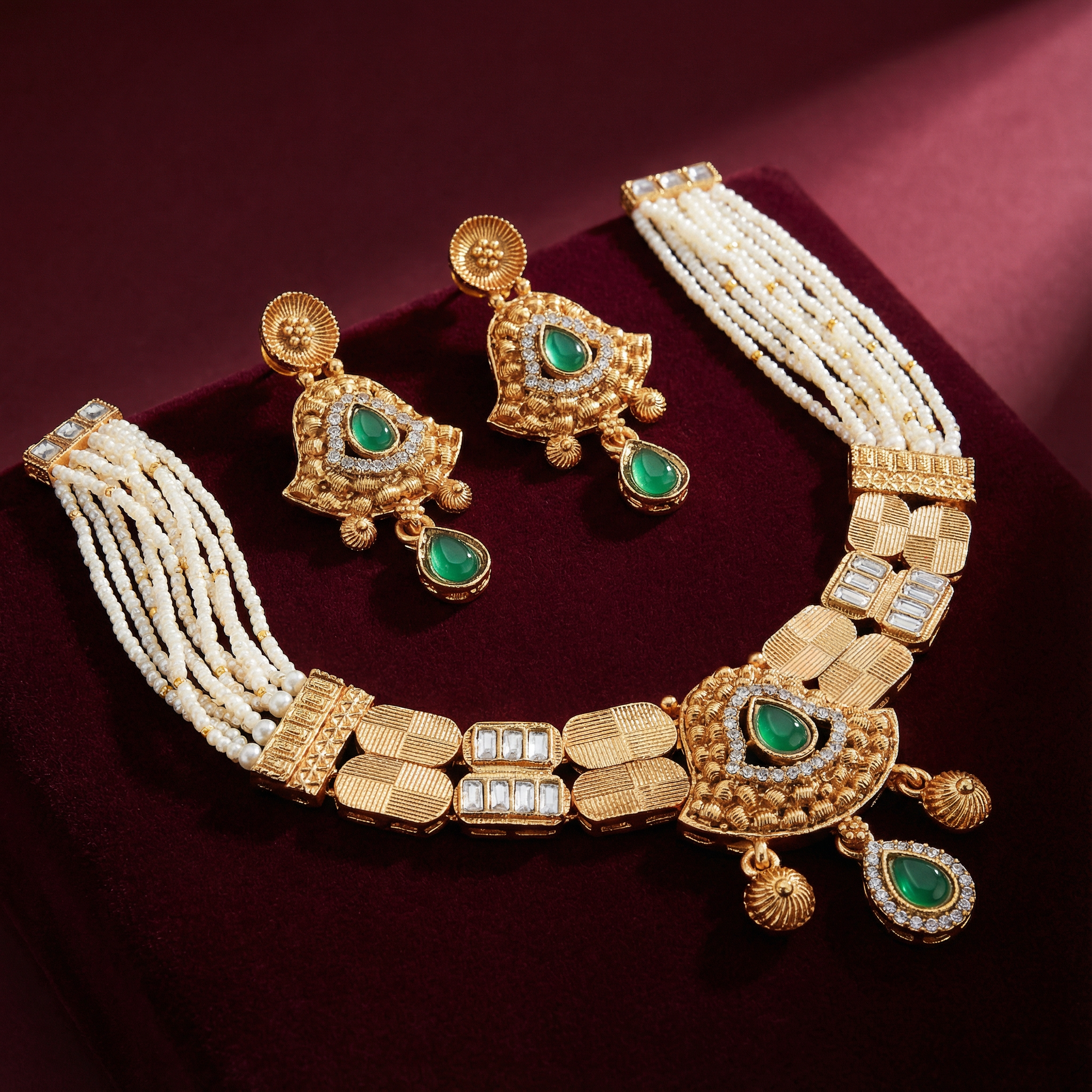 Temple Jewellery Choker | Bridal Gold-Plated Set