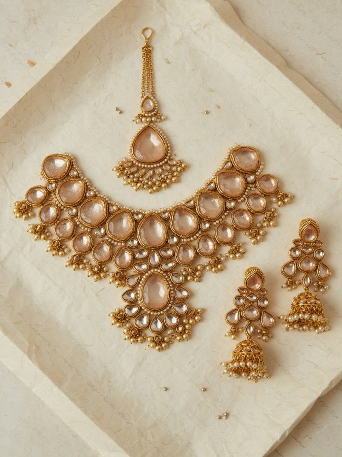 Meenakari Kundan Necklace Set With Earrings | Exquisite Bridal Jewellery Set — Nandai studio